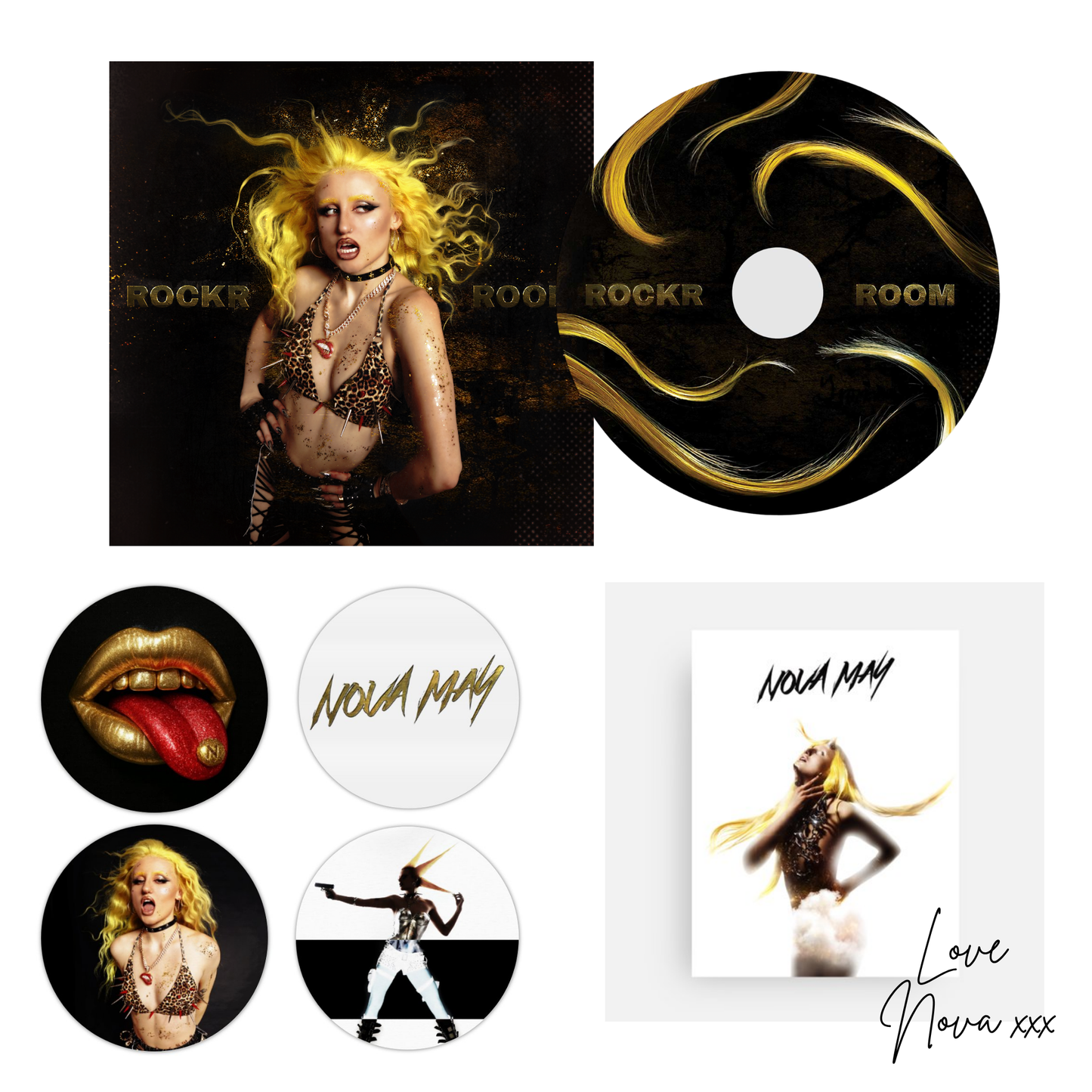Nova May 'ROCKR ROOM' Limited Edition BUNDLE including: Signed CD, Limited Edition Stickers and Handwritten Letter